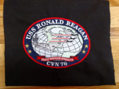curtains embroidered with Reagan insignia - navy rack curtains, MIL-SPEC compliant curtains