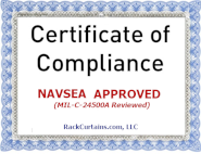 NAVSEA Reviewed - certified NOMEX, MIL-SPEC compliant curtains, 100% shipboard approved